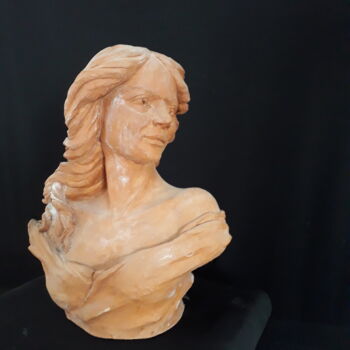 Sculpture titled "Buste de Jeune Femme" by Dedalus_ad, Original Artwork, Terra cotta