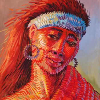 Malerei mit dem Titel "Soleil" von Luwungu, Original-Kunstwerk, Acryl Auf Keilrahmen aus Holz montiert