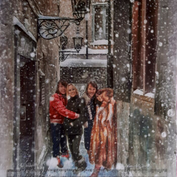 Peinture intitulée "New Year's Eve song" par Dee, Œuvre d'art originale, Aquarelle Monté sur Carton
