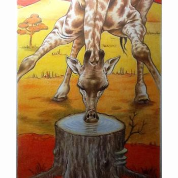 Painting titled "girafe" by D.H.Louis, Original Artwork