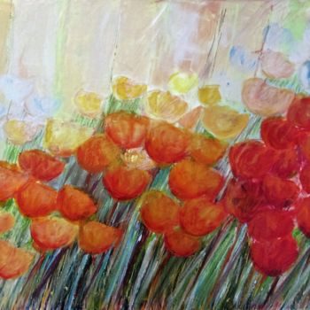 Painting titled "gentils coquelicots" by Denise Lecocq, Original Artwork, Acrylic