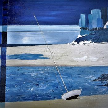 Painting titled "bateau échoué" by Denise Lecocq, Original Artwork, Acrylic