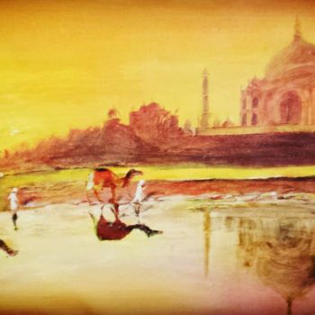 Schilderij getiteld "Taj mahal" door Deepan Sahni, Origineel Kunstwerk, Acryl