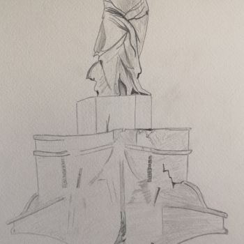 Drawing titled "Au Louvre" by So C-M, Original Artwork, Pencil