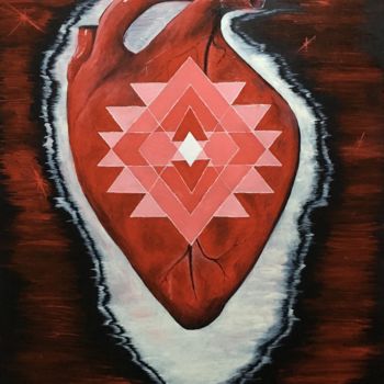 Painting titled "soul crystal" by Shanti, Original Artwork, Oil Mounted on Wood Stretcher frame