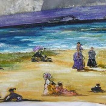 Painting titled ""Sur la plage à Bou…" by Def, Original Artwork