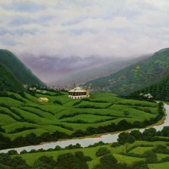 Malerei mit dem Titel "Mountain Paradise" von Sudarshan Goswami Sonu, Original-Kunstwerk, Acryl