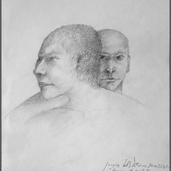 Drawing titled ""Douceur et protect…" by Jacques Deffontaine, Original Artwork, Pencil Mounted on Cardboard