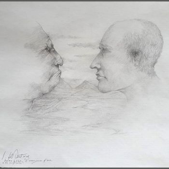 图画 标题为“"L'arrogance face à…” 由Jacques Deffontaine, 原创艺术品, 铅笔