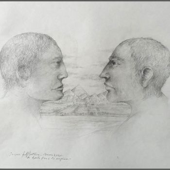 Drawing titled ""Le doute face à la…" by Jacques Deffontaine, Original Artwork, Pencil