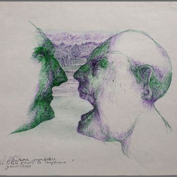 Zeichnungen mit dem Titel ""La colère face à l…" von Jacques Deffontaine, Original-Kunstwerk, Tinte