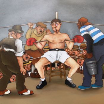 Painting titled "le boxeur" by Michel Provost, Original Artwork, Oil