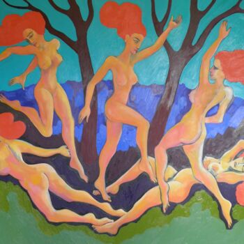 Schilderij getiteld "Танец" door Victor Tretyakov, Origineel Kunstwerk, Olie