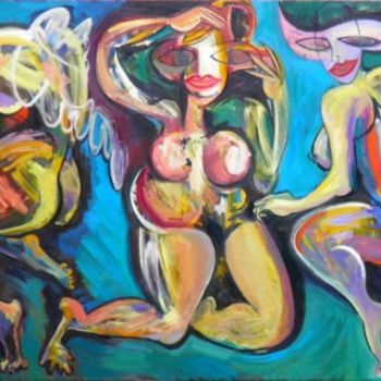 Painting titled "три грации" by Victor Tretyakov, Original Artwork, Oil