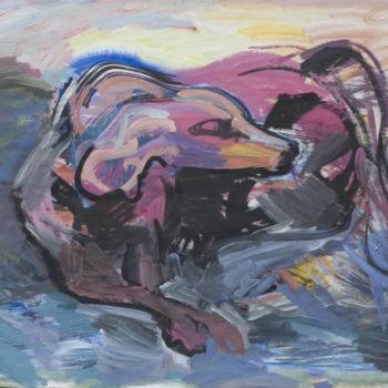 Картина под названием "пес" - Victor Tretyakov, Подлинное произведение искусства, Масло