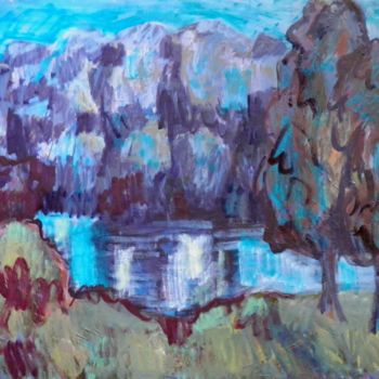 Pintura titulada "озеро" por Victor Tretyakov, Obra de arte original, Oleo