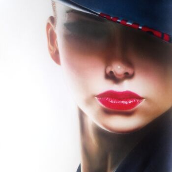 Malerei mit dem Titel "Femme fatale" von Defou-Aerographie, Original-Kunstwerk, Airbrush
