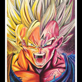 Zeichnungen mit dem Titel "Goku/vegeta" von Defou-Aerographie, Original-Kunstwerk, Bleistift