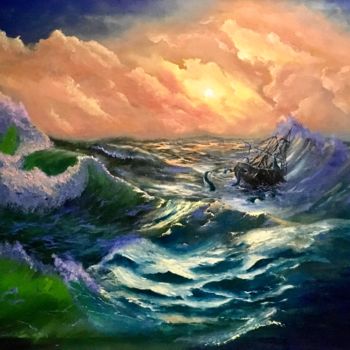 Painting titled "From the depth" by Degeneart, Original Artwork, Oil