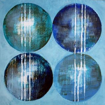 Schilderij getiteld "Blauwe rondes" door Thea De Gier, Origineel Kunstwerk