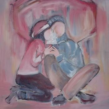 Картина под названием "Roze paraplu." - Thea De Gier, Подлинное произведение искусства