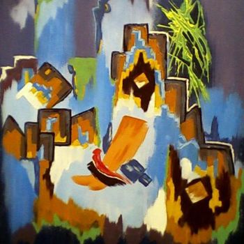 Peinture intitulée "danger etrange (nav…" par Mounir Dehane, Œuvre d'art originale, Huile