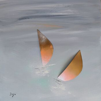 Peinture intitulée "Voiliers corail et…" par Déhia Rabia, Œuvre d'art originale, Acrylique