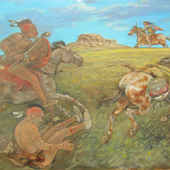 Painting titled "Landscape" by Dejan Djurovic, Original Artwork, Oil Mounted on Wood Stretcher frame