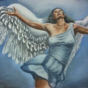 Painting titled "flight of Icarus" by Dejan Gulicoski, Original Artwork, Oil