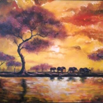 Painting titled "Africa" by Dejan Gulicoski, Original Artwork, Oil