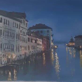 Painting titled "Venice 8" by Dejan Gulicoski, Original Artwork, Oil Mounted on Wood Stretcher frame