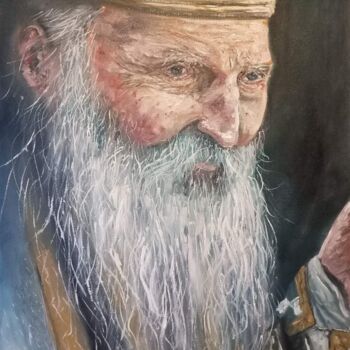 绘画 标题为“патријарх Павле” 由Dejan Gulicoski, 原创艺术品, 油 安装在木质担架架上