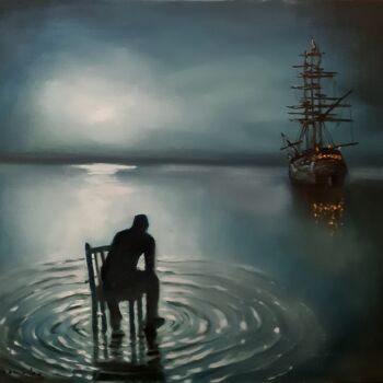 Painting titled "dream a little drea…" by Dejan Gulicoski, Original Artwork, Oil Mounted on Wood Stretcher frame