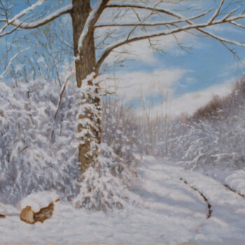 Pintura intitulada "Winterscape" por Dejan Trajkovic, Obras de arte originais, Óleo