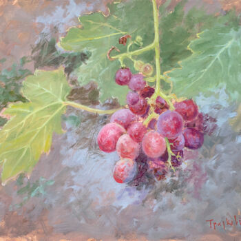Malarstwo zatytułowany „Red Grapes I” autorstwa Dejan Trajkovic, Oryginalna praca, Olej