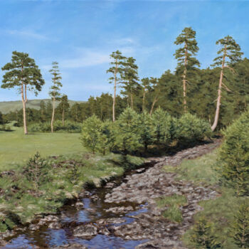 Malarstwo zatytułowany „Verdant Meadow With…” autorstwa Dejan Trajkovic, Oryginalna praca, Olej Zamontowany na Drewniana ram…
