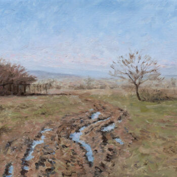 제목이 "Muddy Road"인 미술작품 Dejan Trajkovic로, 원작, 기름 나무 들것 프레임에 장착됨