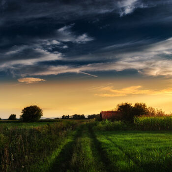 Fotografie getiteld "Country road at sun…" door Dejan Travica, Origineel Kunstwerk, Digitale fotografie