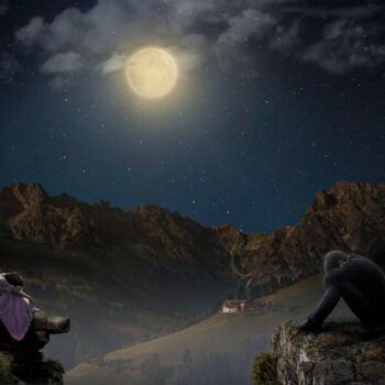 Photographie intitulée "Sadness in the moon…" par Dejan Travica, Œuvre d'art originale, Photographie manipulée