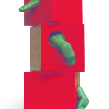 Rzeźba zatytułowany „finger-s-box-20x20x…” autorstwa Dek, Oryginalna praca, Żywica