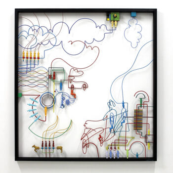 Sculpture intitulée "eletronic-cloud-146…" par Dek, Œuvre d'art originale, Coulage Monté sur Autre panneau rigide