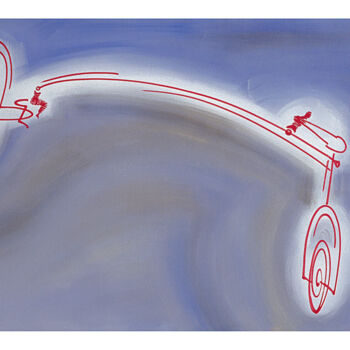 Painting titled "bicycle 120x80cm 19…" by Dek, Original Artwork, Acrylic Mounted on Other rigid panel
