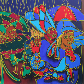 "street-s-carnival-2…" başlıklı Tablo Dek tarafından, Orijinal sanat, Akrilik Diğer sert panel üzerine monte edilmiş