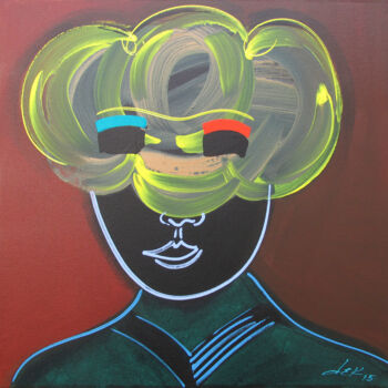 Painting titled "face-without-eyes-5…" by Dek, Original Artwork, Acrylic Mounted on Other rigid panel