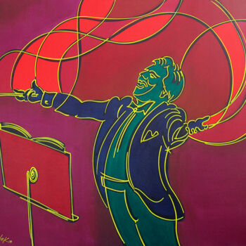 Painting titled "the-maestro-140x130…" by Dek, Original Artwork, Acrylic Mounted on Other rigid panel