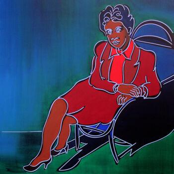 Painting titled "the lady in red 130…" by Dek, Original Artwork, Acrylic Mounted on Other rigid panel