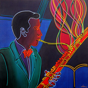 Painting titled "the musician in the…" by Dek, Original Artwork, Acrylic