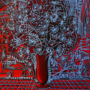 Картина под названием "the big vase" - Dek, Подлинное произведение искусства, Акрил