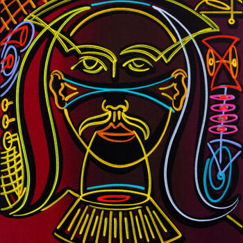 Malarstwo zatytułowany „face IX” autorstwa Dek, Oryginalna praca, Akryl Zamontowany na Drewniana rama noszy