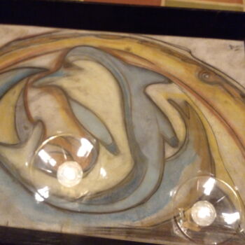Malerei mit dem Titel "Delfin de mar con m…" von Beck Sol, Original-Kunstwerk, Pastell Auf Andere starre Platte montiert